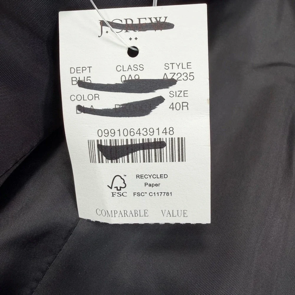 J.Crew Men 40R Thompson Tuxedo Jacket Black Wool Peak Lapel A7235 NEW